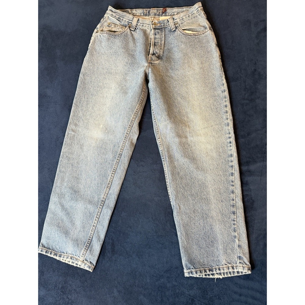 Vtg Light Wash Old Rye Straight Leg Denim Jeans Sz 31x27 Baggy Tapered